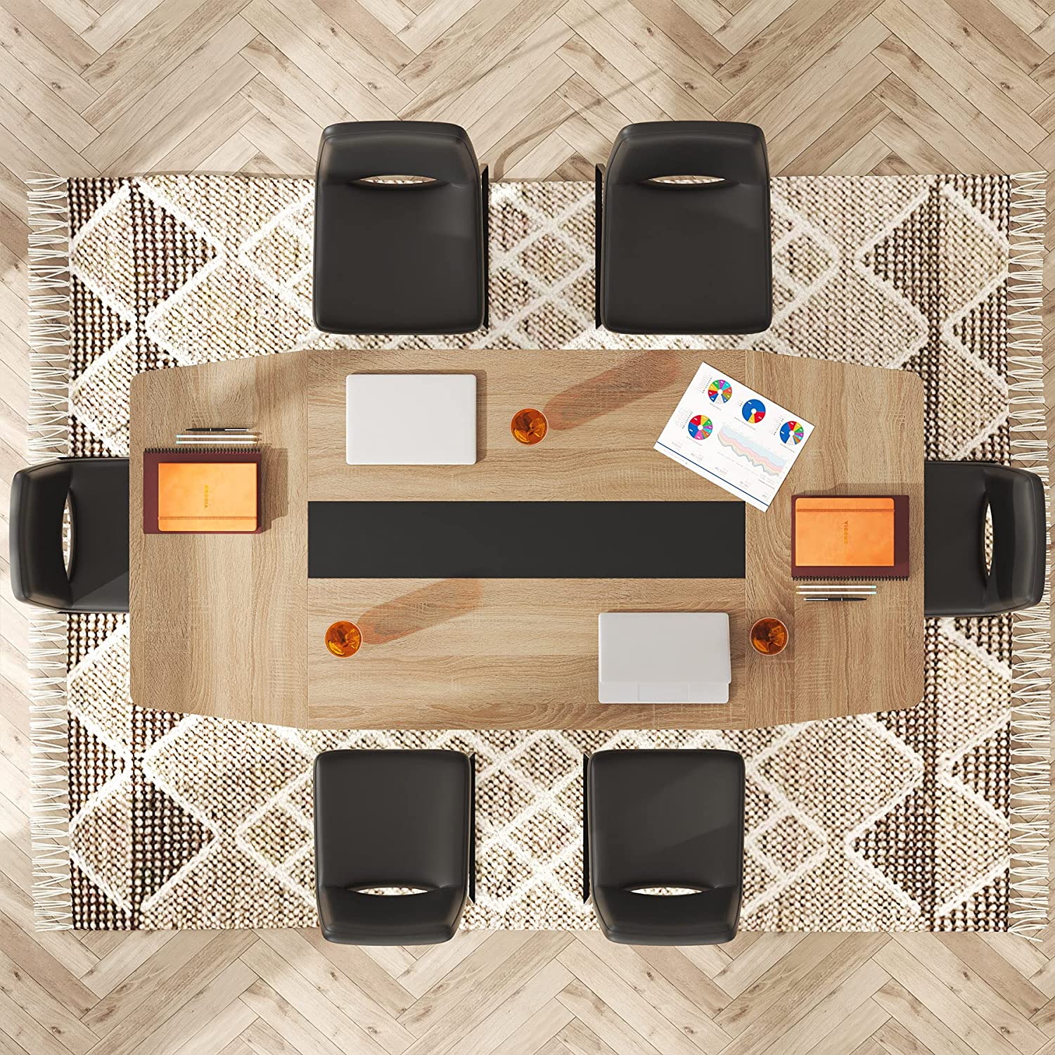 Tribesigns Conference Table, Modern 6FT / 8FT Boat Shaped Meeting Table Tribesigns